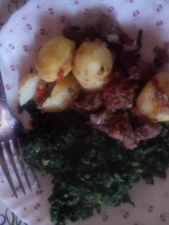 A picture of Boiled Goat Meat & Emmanuel Spinach :).