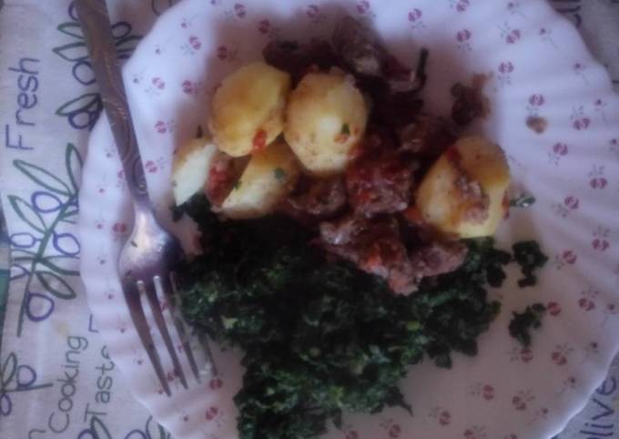 Step-by-Step Guide to Make Favorite Boiled Goat Meat &amp; Emmanuel Spinach :)