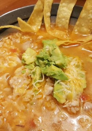A picture of Chicken tortilla soup.