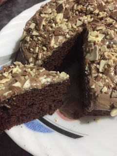 A picture of Eggless chocolate cake.