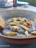 Crema de champiñones y portobellos con pollo