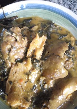 A picture of Bitter leaf soup.