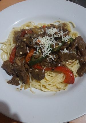 Foto resep Spagheti daging lada hitam