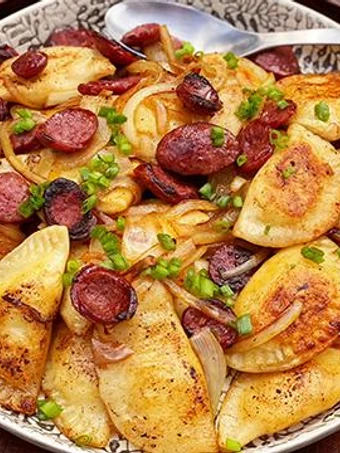 Simple Way Make Recipe Brown Butter Pierogi with Wagyu Beef Kielbasa that is Delicious, Really Delicious}