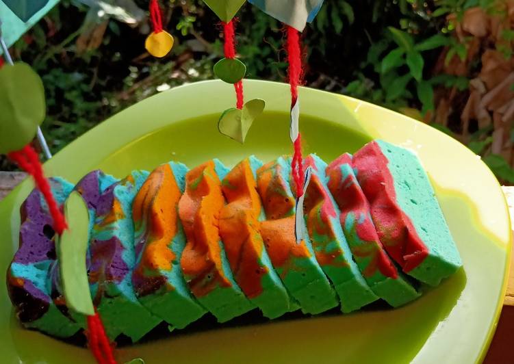 Resep Bolu Marmer Rainbow Kukus Anti Gagal