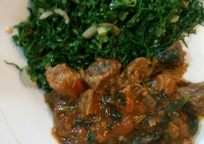 Wet fried Beef with Sukuma wiki