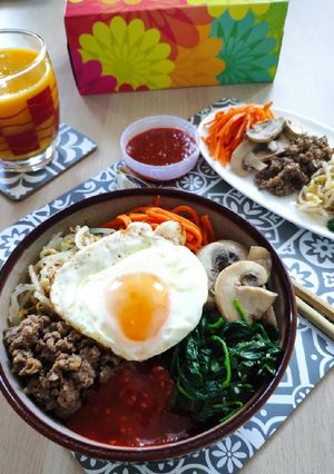 Foto resep Bibimbap (Nasi Campur Daging Dan Sayuran)