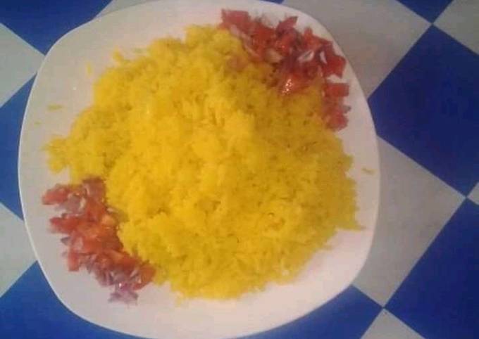 Tumeric Rice with kachumbari Salt