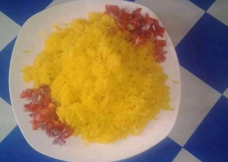 Easiest Way to Prepare Super Quick Homemade Tumeric Rice with kachumbari Salt