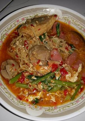 Foto resep Mie tek-tek indomie kari ayam special pedasss sekali