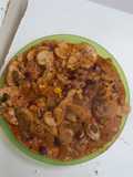 Hungarian Mushroom Paprikash with rice, wild rice, corn and red beans