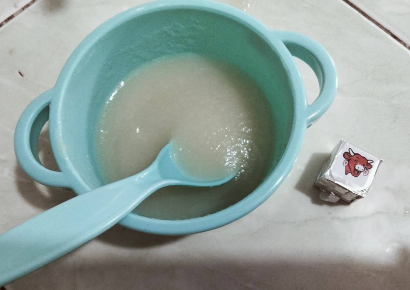Puree buah pir plus keju belcube#day1