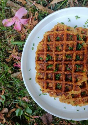 Une photo de 🌸 Gaufre aux courgettes et flocons d'avoine