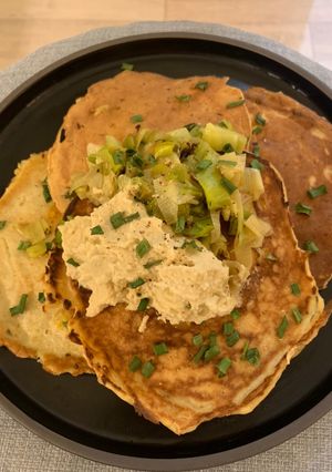 Une photo de Pancakes salés au maïs 🌽 😍🥞