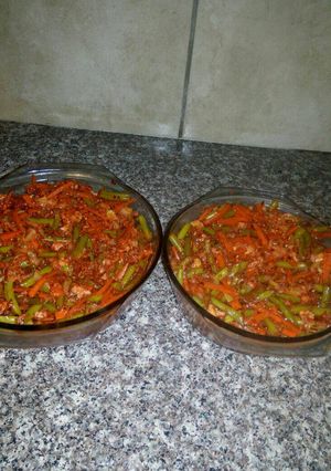 A picture of Green bean and carrot salad.