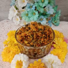 A picture of Spring onion & besan sabji.