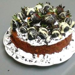 A picture of Semi naked cake with strawberries #author marathon.