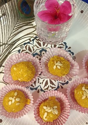 A picture of Homemade Motichoor laddu (without maker machine) 💛😋.