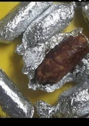 A picture of Chicken chocolate kebabs.