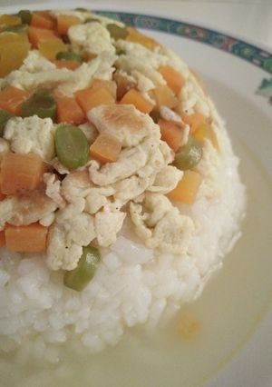 Foto resep (MPASI) Nasi Tim Orak Arik Telur