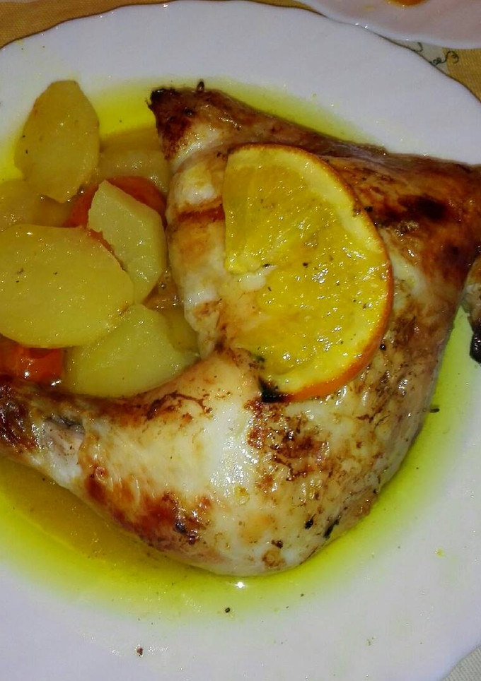 Una foto de Pollo asado a la naranja