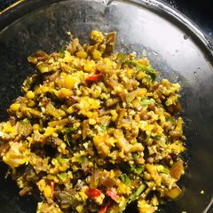 A picture of Plantain Peel thoran (kerala style).