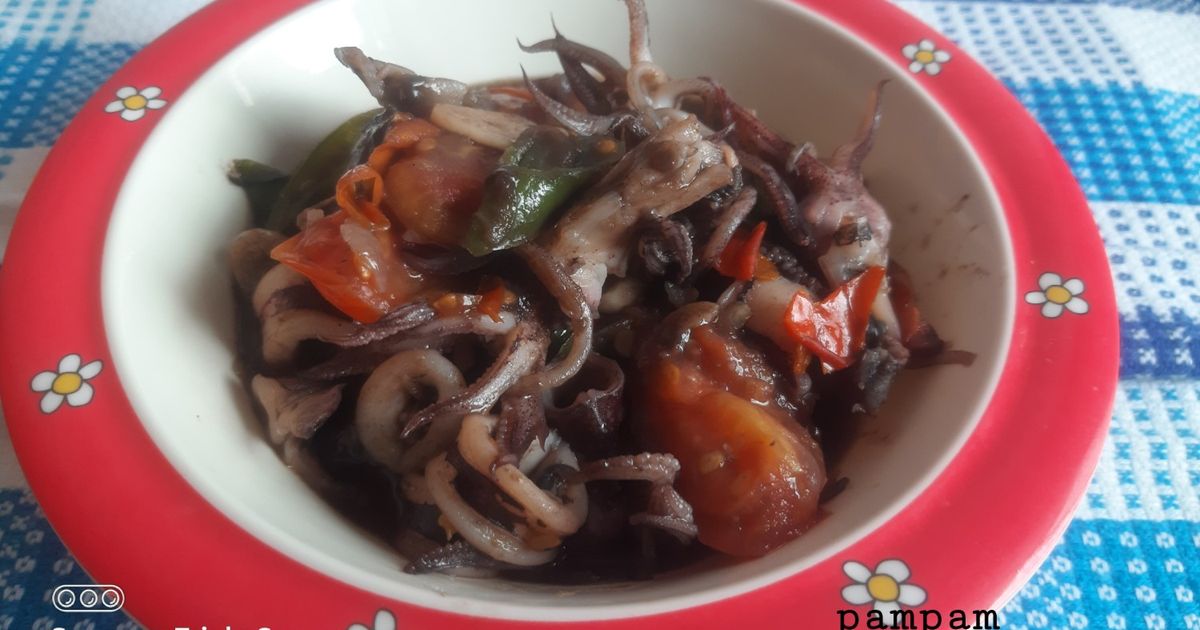 Oseng cumi kuah hitam pedas