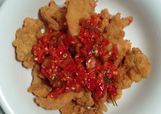 Ayam pop chop sambal geprek daun jeruk