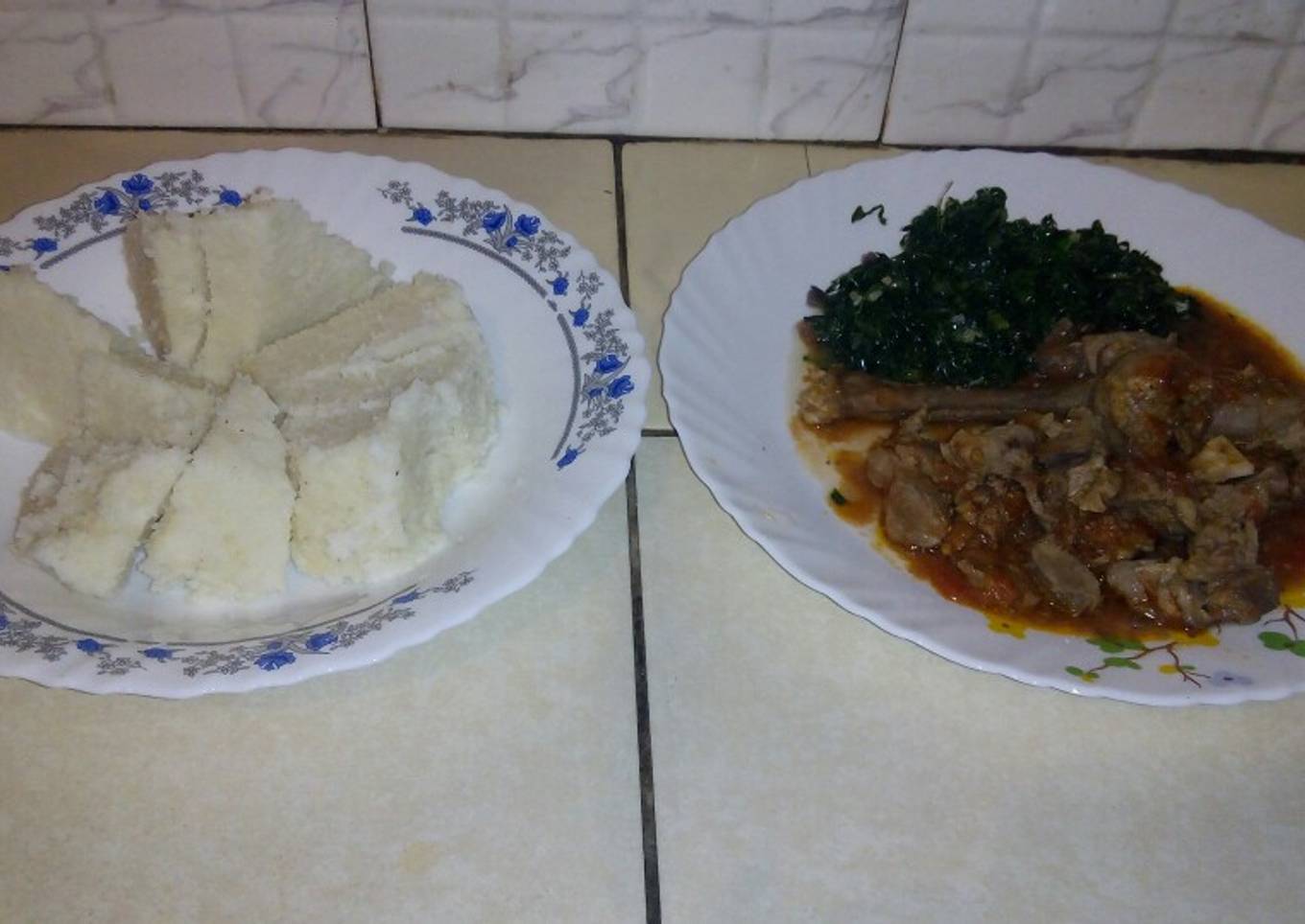 Ugali kales with beef stew