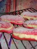 Red velvet eclairs with vla lemon