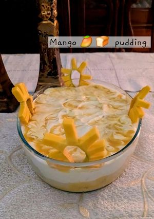 A picture of Mango Bread pudding.