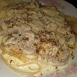 Fideos con crema de champiñones.