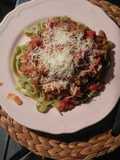Tagliatella de espinaca a la boloñesa