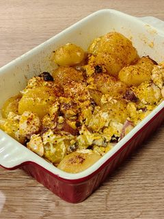 Una foto de Huevos rotos con pulpo