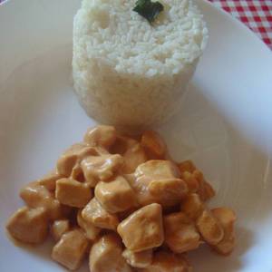 Strogonoff de pollo con arroz