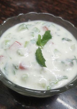 A picture of Cucumber raita (Jain).