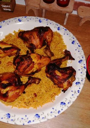 صورة لوصفة كبسه دجاج وسلطه دقوس