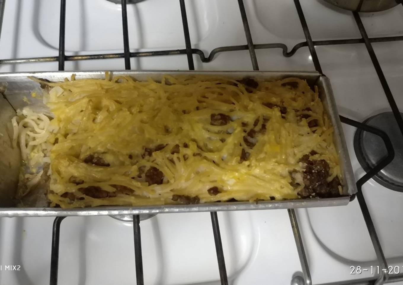 Fideos con carne picada al horno