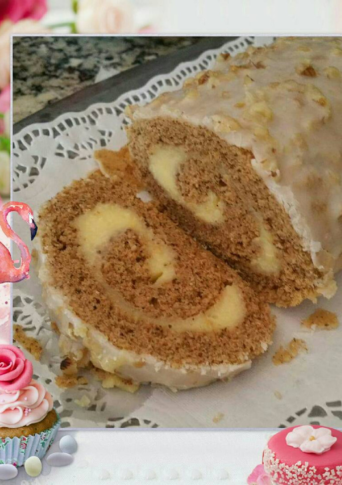 Una foto de Brazo de gitano de nueces y crema pastelera