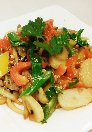 菌菇燴寧波烤年糕(豆油伯金豆醬油食譜) 的食譜成品照片