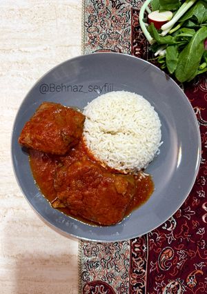 عکسی از دستور چلو گوشت زبان گوساله