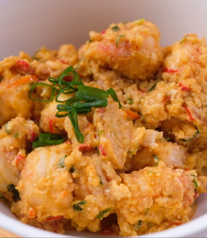 Foto resep Udang Saus Telur Asin (Salted Egg) Pedas