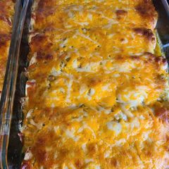 A picture of Salsa chicken enchiladas my way.
