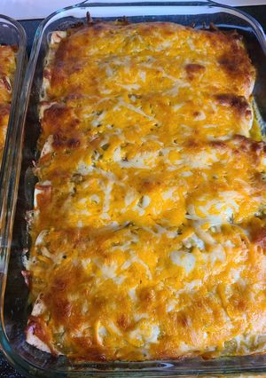 A picture of Salsa chicken enchiladas my way.