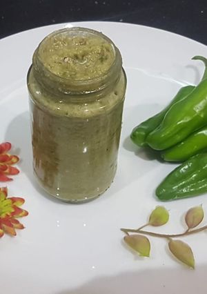A picture of HARI MIRCH(GREEN CHILLI) KI PASTE.