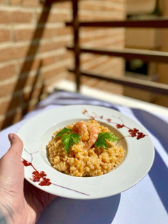 Una foto de Risotto de langostinos 🦐
