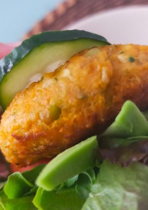 Una foto de Hamburguesa de boniato enriquecida con Agua de mar