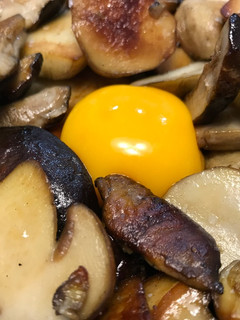 Una foto de Boletus edulis con yema de huevo