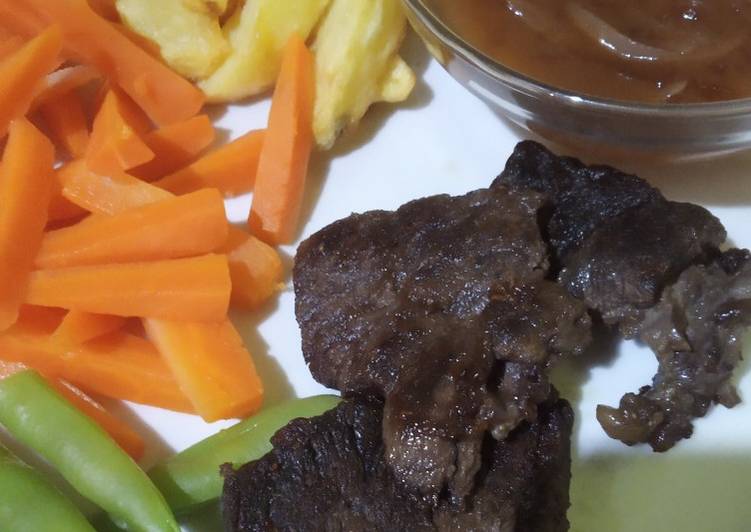 Resep Beef steak (well done) yang Lezat