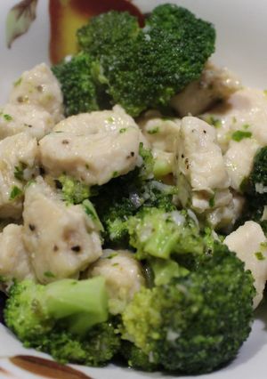 A picture of Lemon Chicken and Broccoli.
